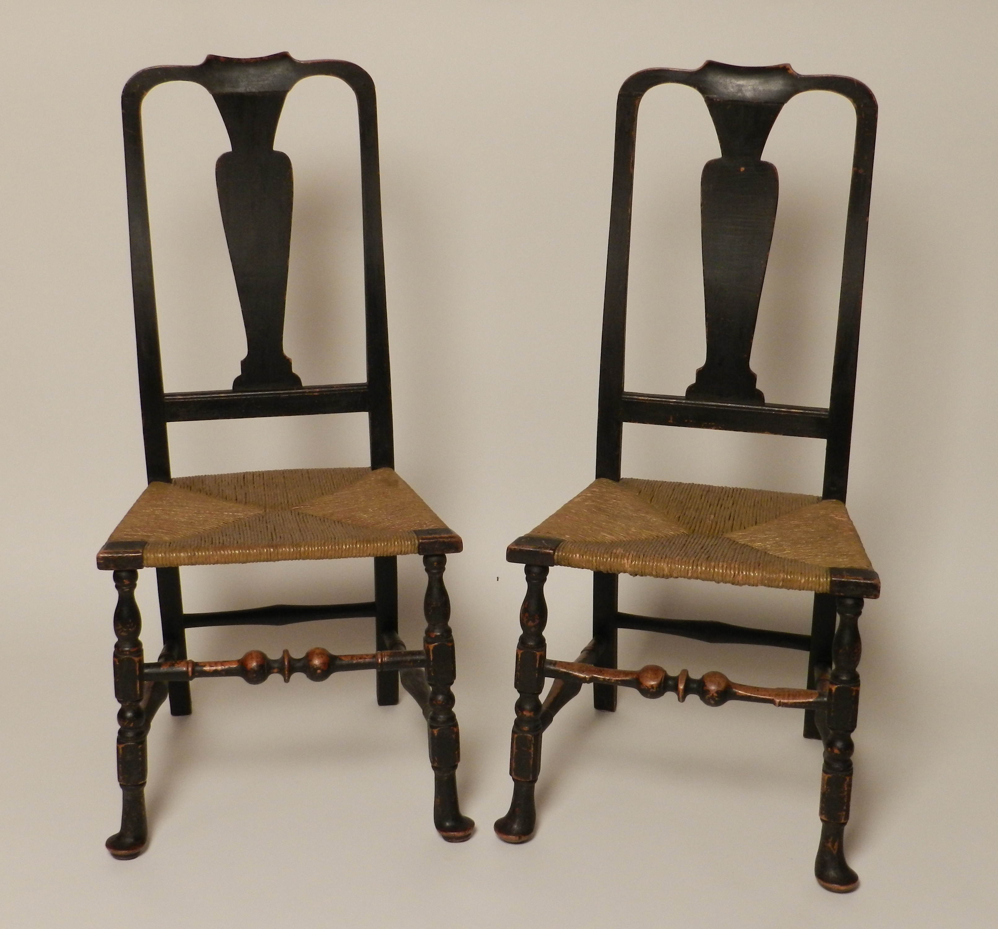  Pair of Connecticut Queen Anne Rush Seat Side Chairs Rafael Osona Auctions Nantucket, MA