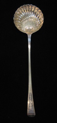 John Sanders English Sterling Silver Engraved Shell Soup Ladle