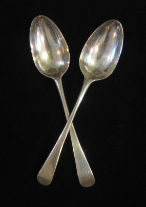 Pair of Hester Bateman English Sterling Silver Tablespoons, circa 1786