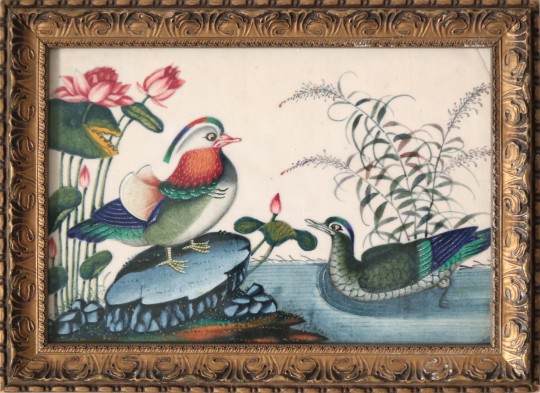 Chinese Export Watercolor on Mulberry Pith Paper of Ducks