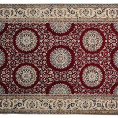 Signed Persian Nain Carpet Wool and Silk