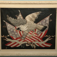 19th C. Silver Thread Eagle Embroidery