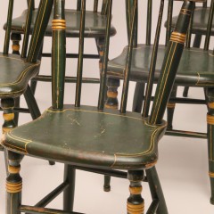 American Dining Chairs in Original Green Paint, circa 1840