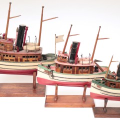 Fleet of Three Folk Art Toy Boats