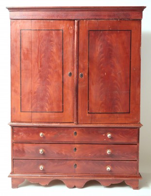 19th Century Decorated Two-part Linen Press