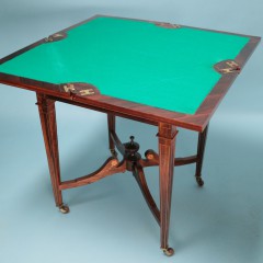 English Rosewood Inlaid Game Table, circa 1880