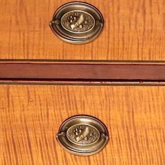 American Hepplewhite Tiger Maple & Cherry Chest of Drawers, circa 1800