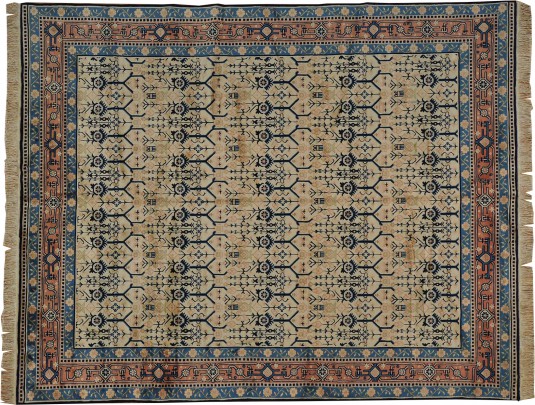 Hand Woven Wool and Silk Chinese Peking Carpet