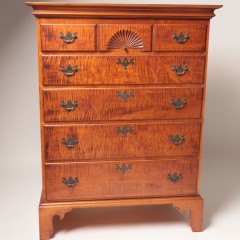 Eldred Wheeler Tiger Maple Tall Chest of Drawers