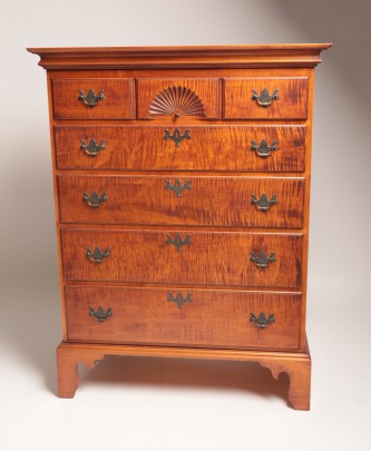 Eldred Wheeler Tiger Maple Chest of Drawers