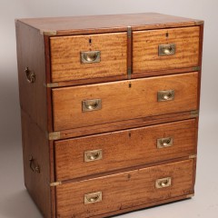 19th C. Brass Bound Campaign Chest of Drawers