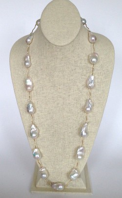 Fresh Water Pearls Necklace, 14k gold bar spacers