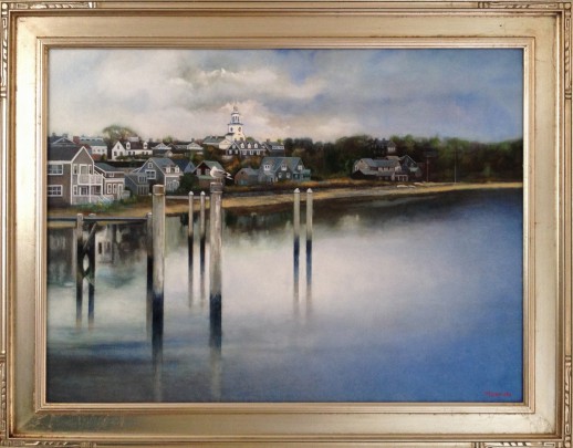 Yasemin Tomakan Oil on Canvas "Nantucket Town Past the Harbor"