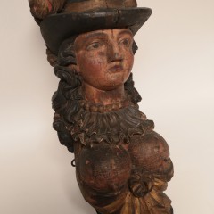 Dutch Polychrome Carving of a Bawdy Woman Rudder Head, circa 1820