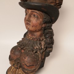 Dutch Polychrome Carving of a Bawdy Woman Rudder Head, circa 1820