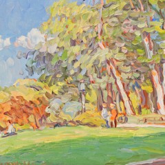 Jan Pawlowski Oil on Canvas "View at the Park"