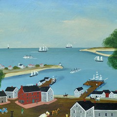 Charlie Munro Mixed Media on Masonite "Harbor Scene"