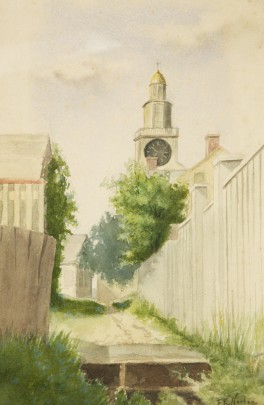 Turn of the Century Watercolor "Stone Alley, Nantucket"