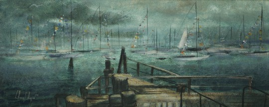 C. Robert Perrin Fine Art Acrylic on Board "View From the Dock"