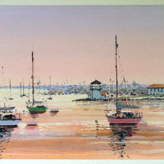 Kerry Hallam Fine Art Oil on Canvas "Brant Point at Sunset"