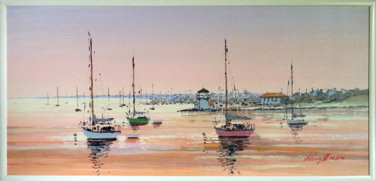 Kerry Hallam Fine Art Oil on Canvas "Brant Point at Sunset"