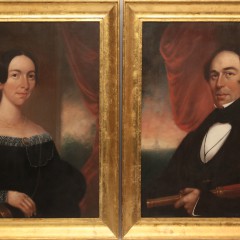 Pair of Coffin Family Portrait Oils on Canvas of Man & Woman