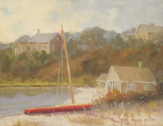 Helen Sharp Potter Oil on Canvas "Quidnet Beach Cottage"