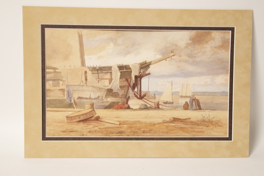 New Bedford Watercolor of a Docked Vessel at Port