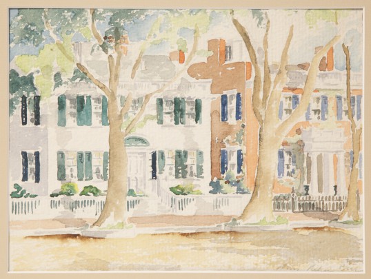 Doris Riker Beer Watercolor on Paper "The Macy House and West Brick"