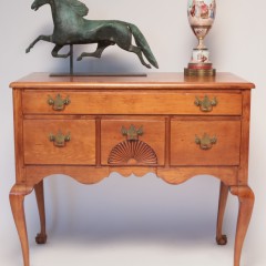 Copper Stallion Weathervane, Hand Decorated Lamp and 19th Century Lowboy