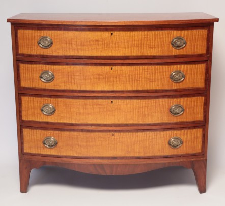 19th Century Bow Front Four Drawer Chest