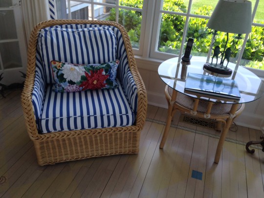 Pair of Wicker Armchairs with Upholstered Cushions