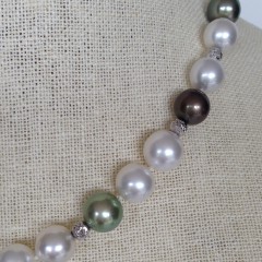 Fine South Sea Multi-Color Pearl and Diamond Lariat Necklace