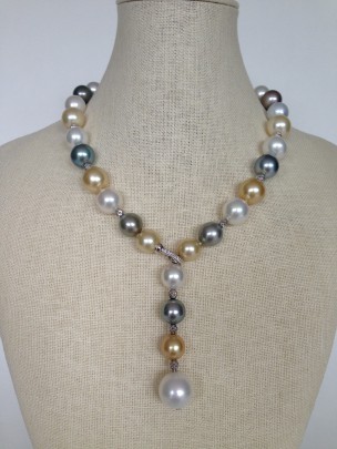 Fine Multicolor South Sea Pearl Lariat Necklace