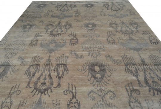 Hand Woven Bamboo Silk Ikat Carpet