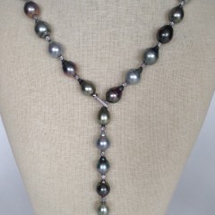 South Sea Tahitian Gray Baroque Pearl Lariat Necklace