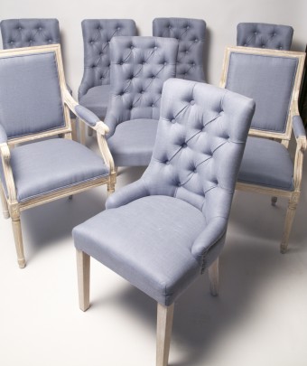 Set of Eight Gray Upholstered Chairs