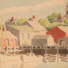 Doris and Richard Beer (1898-1967 & 1893-1959) Watercolor on Paper "Old South Slip"