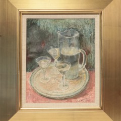 José Fabri-Canti Pastel on Paper "Still Life of a Pitcher and Martinis"