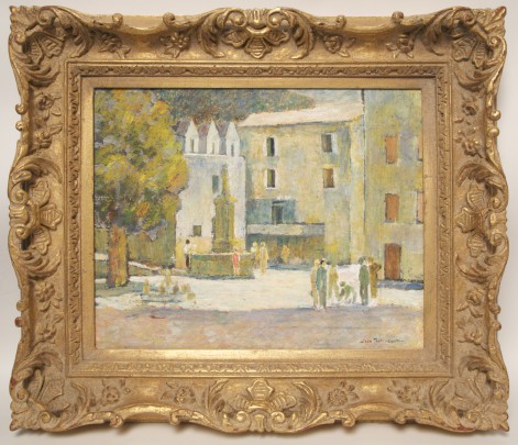 José Fabri-Canti Oil on Canvas "Village Square"