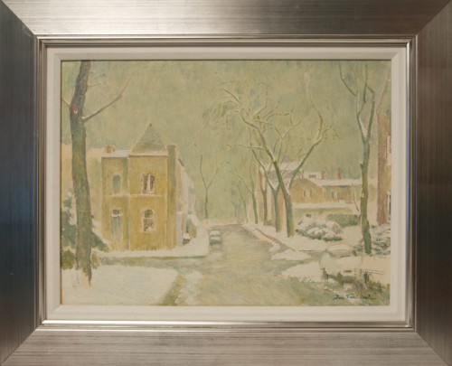 José Fabri-Canti Oil on Canvas "Winter Street Scene"