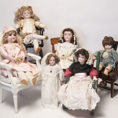 Collection of 19th Century Porcelain Faced Fashion Dolls