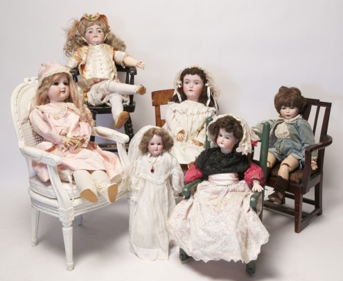 Collection of 19th Century Porcelain Faced Fashion Dolls