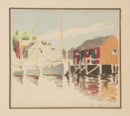 Doris and Richard Beer Watercolor on Paper "Old South Wharf"