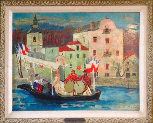 Jean De Botton Oil on Board “Paris River Scene”