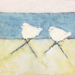 Meghan Hinton Oil and Pencil on Board "Shore Birds"