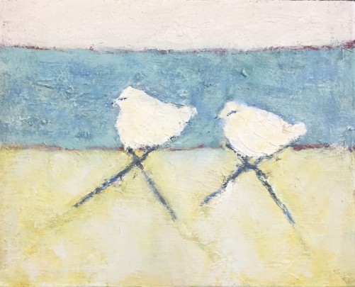 Meghan Hinton Oil and Pencil on Board "Shore Birds"