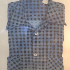 Elizabeth Keller Watercolor on Paper "Blue Gingham Shirt"