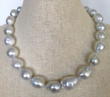 Fine White South Sea Baroque Pearl Necklace