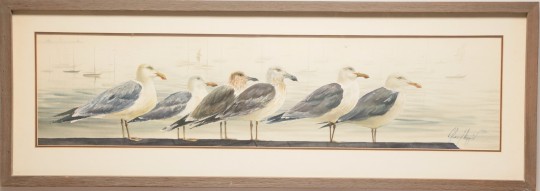 Robert Perrin Watercolor on Paper "Seagulls"